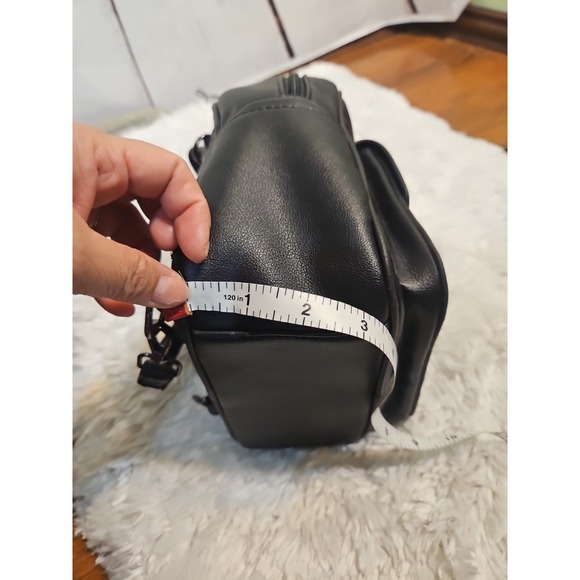 ECOSUSI Black Faux Leather Mini Backpack Convertible Straps Flap Pocket - Picture 9 of 13